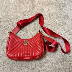 ALDO Red Quilted Crossbody Bag Gold Embellished Tiger